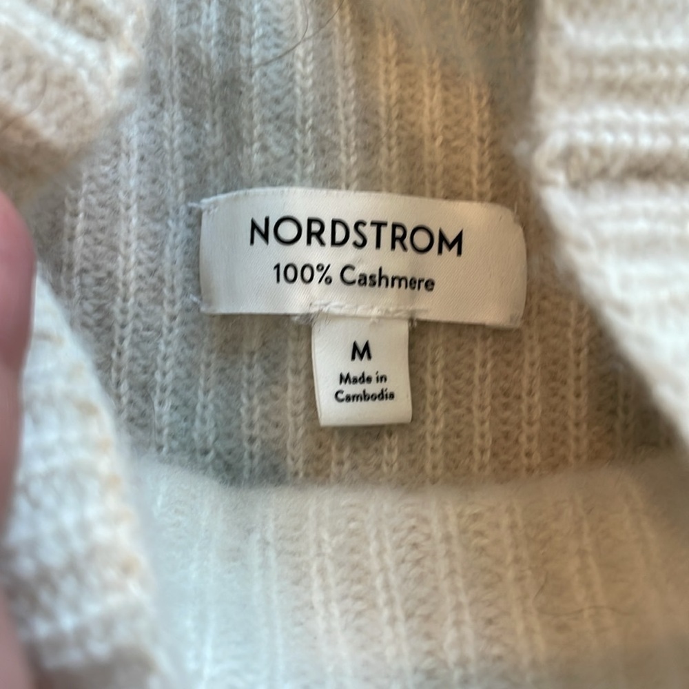 Nordstrom Stripe Cashmere Turtleneck Women’s Sweater Size M - Picture 4 of 15